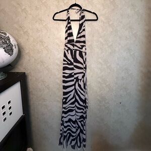 Zebra Print Halter Maxi Dress good condition